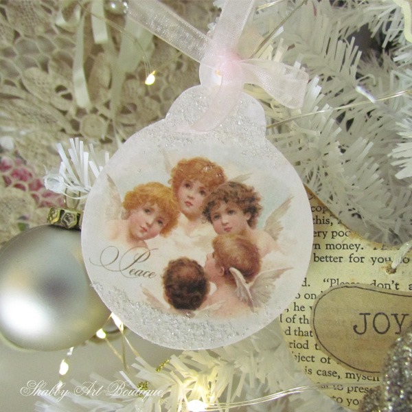 Handmade Angel ornaments in the Angel themed Christmas at Shabby Art Boutique