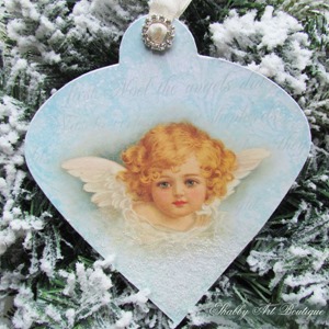 Handmade Vintage Angel Ornament for Christmas by Shabby Art Boutique