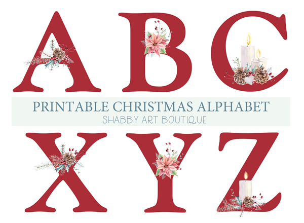 Printable Christmas Alphabet by Shabby Art Boutique