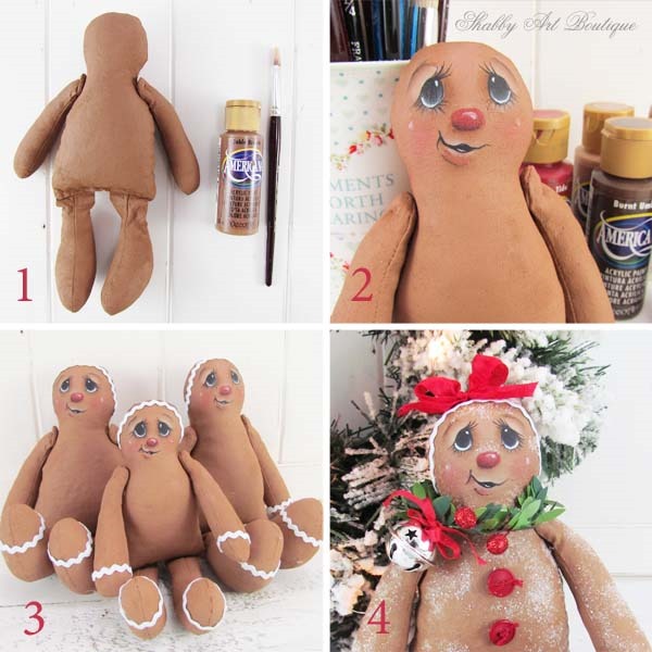 How to make Sugared Ginger dolls tutorial and pattern from Shabby Art Boutique