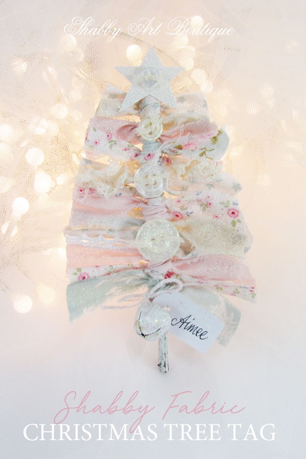 How to make a shabby fabric Chrsitmas tree tag in 5 minutes by Shabby Art Boutique