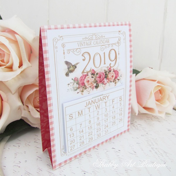 Printable 2019 Mini Calendar by Shabby Art Boutique