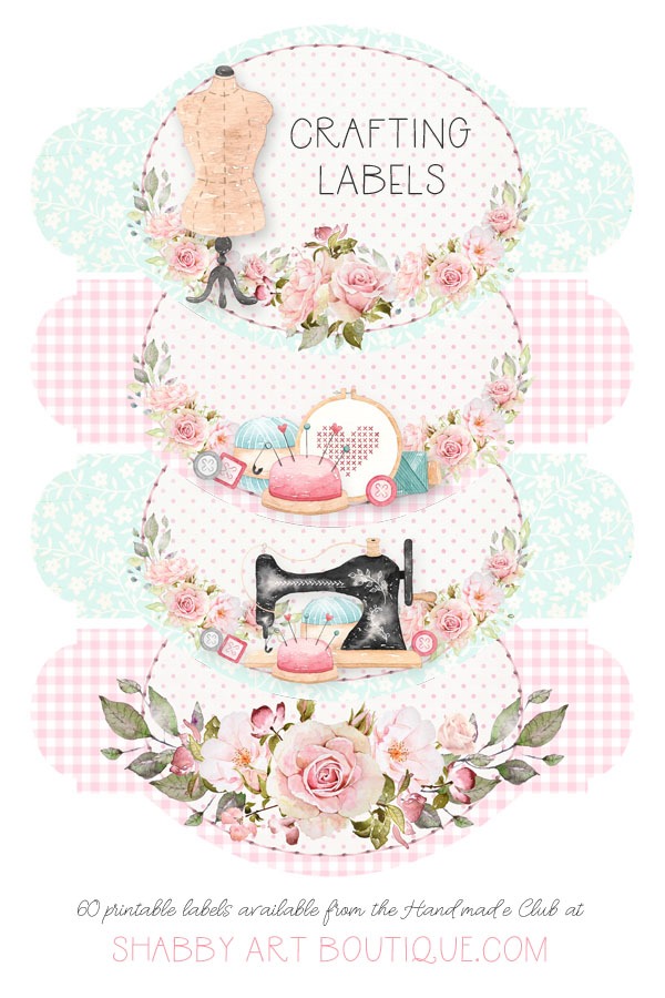 60 beautiful crafting labels available in the March kit of the Handmade Club - March 2019 only - from Shabby Art Boutique