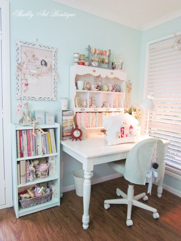 A dedicated sewing corner in the Shabby Art Boutique craft room