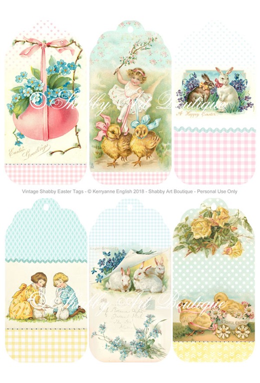 Free printable vintage Easter tags from Shabby Art Boutique