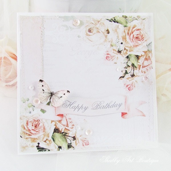 Handmade card from the Romantic Collection - May kit for the Handmade Club at Shabby Art Boutique