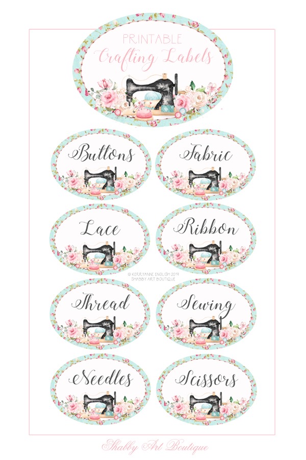 Pretty printable crafting labels that will get your craft room organised - from Shabby Art Boutique