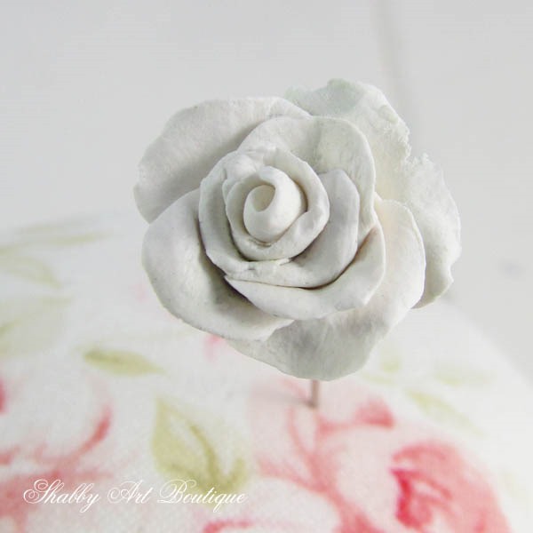 How to make decorative rose pin toppers for your pincushions by Shabby Art Boutique