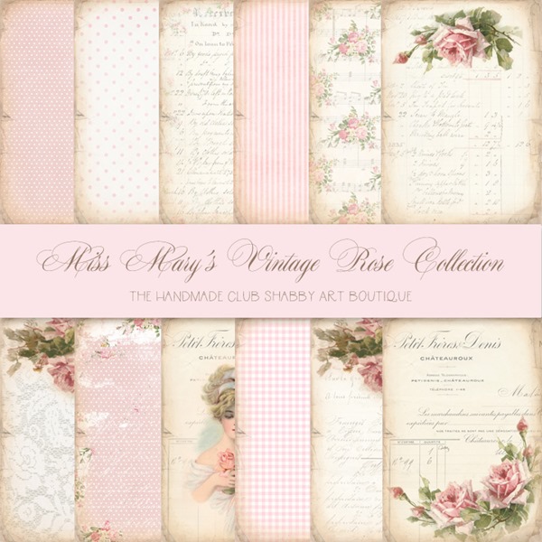 The Handmade Club - Miss Marys Vintage Rose Collection - papers