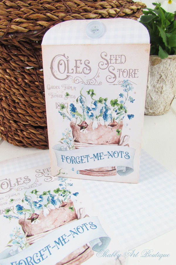 Seed packets from A Cottage Garden kit at The Handmade Club by Shabby Art Boutique