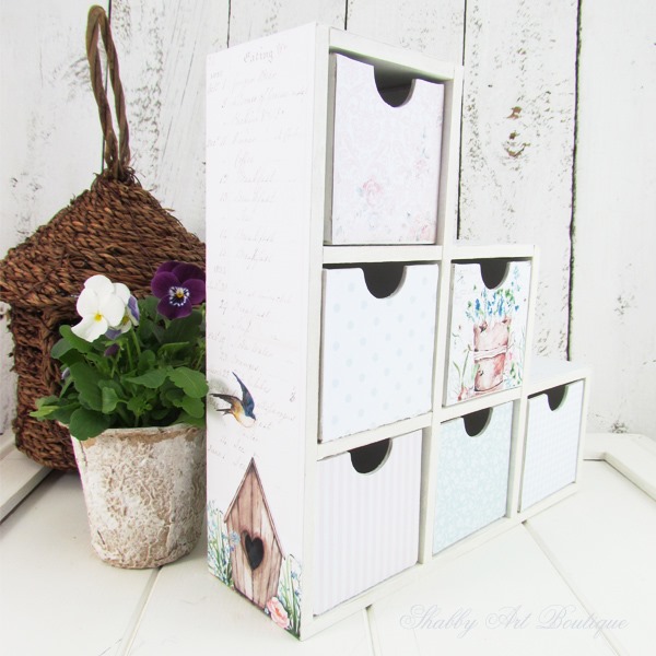 Side view of drawers made with A Cottage Garden kit from the Handmade Club - Shabby Art Boutique