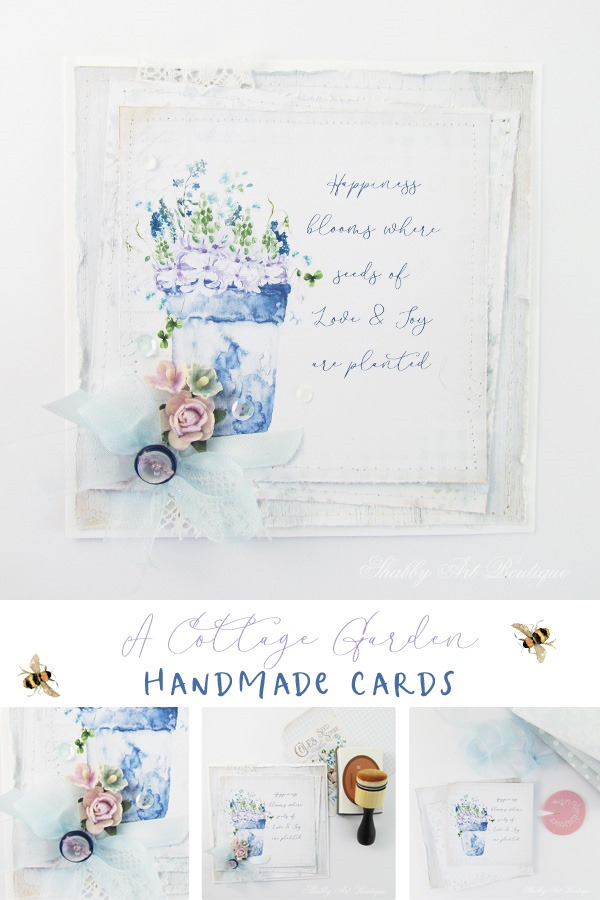 Tutorial for handmade cards - A Cottage Garden kit for the Handmade Club at Shabby Art Boutique