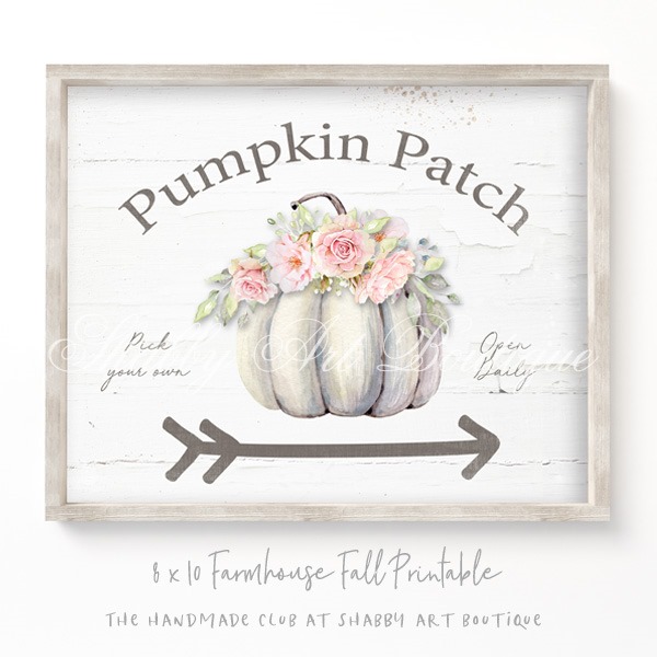 Farmhouse 8 x10 printables to frame for Fall decorating from the Handmade Club at Shabby Art Boutique - Pumpkin Patch