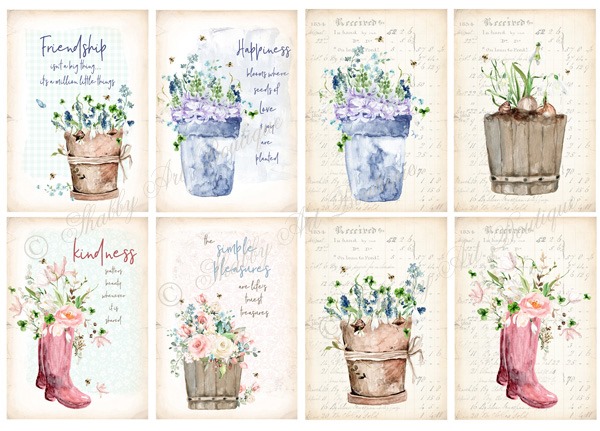 Printable Cottage Garden Tags or Journal Cards from Shabby Art Boutique