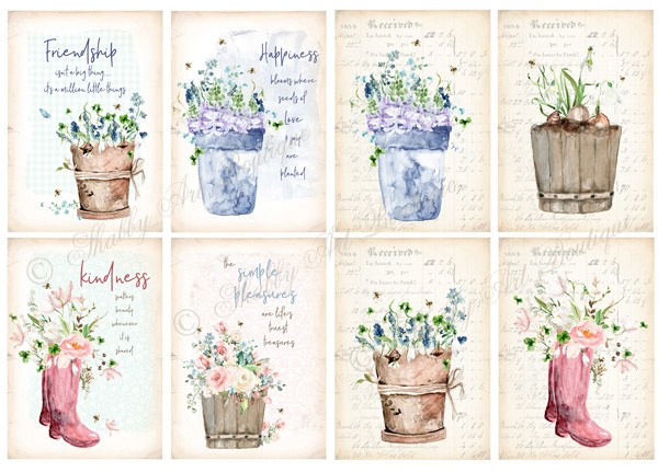 Printable Cottage Garden Tags or Journal Cards from Shabby Art Boutique