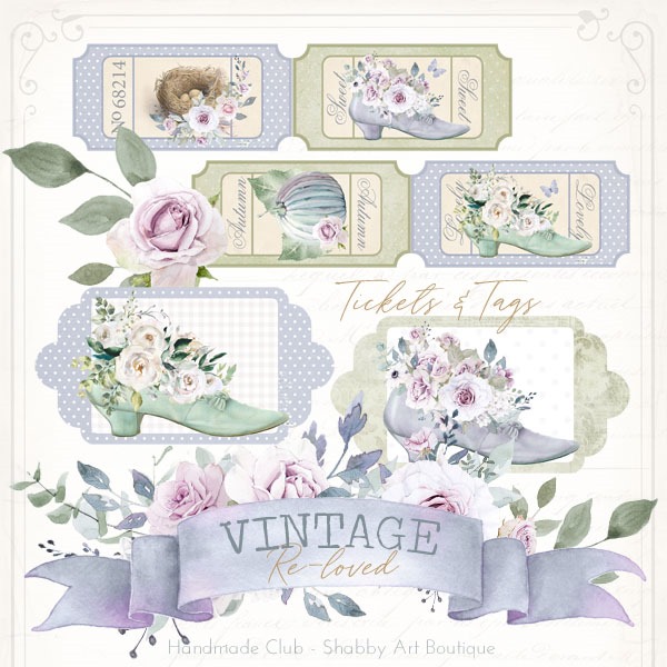 September kit for The Handmade Club at Shabby Art Boutique - Vintage Re-loved - Tickets and Tags