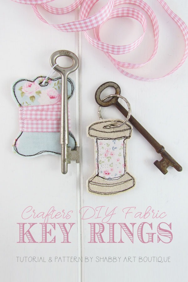 Qucik and easy fabric key rings for crafters by Shabby Art Boutique