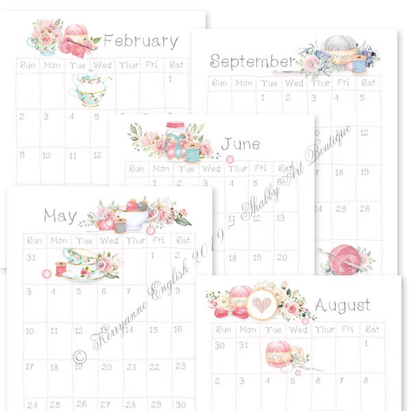 2020 Craft Room Calendar - samples - available from Shabby Art Boutique