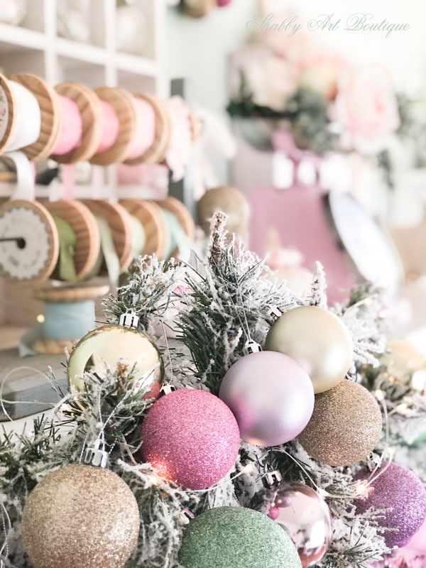 Christmas in the Shabby Art Boutique craft room - a pretty pastel coloured garland