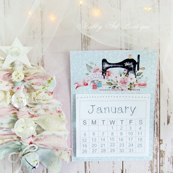 Sweet crafting mini 2020 Calendar - free download from Shabby Art Boutique