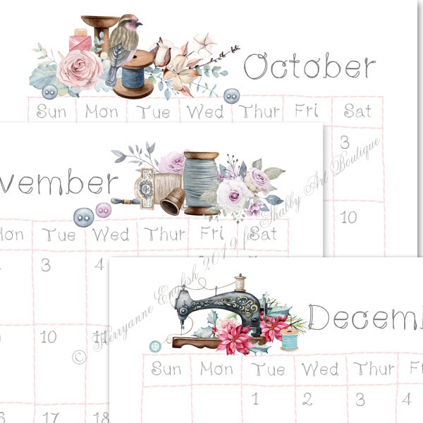 The 2020 Crafters Calendar available from Shabby Art Boutique- sample
