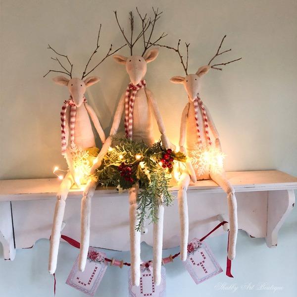 A Christmas night tour in the craft room at Shabby Art Boutique - Tilda reindeers