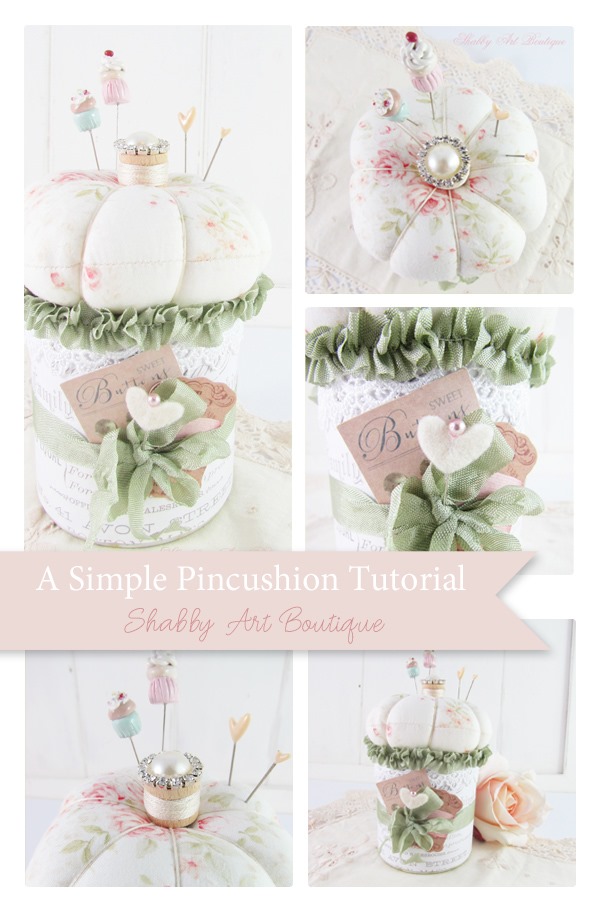 A simple pincushion tutorial with step-by-step photo instructions from Shabby Art Boutique