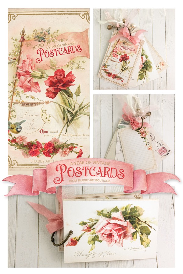 Free 2020 printable project - A Year of Vintage Postcards - from Shabby Art Boutique