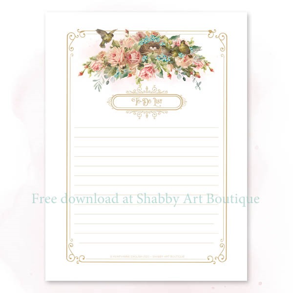 Download this free vintage printable To-Do List from Shabby Art Boutique