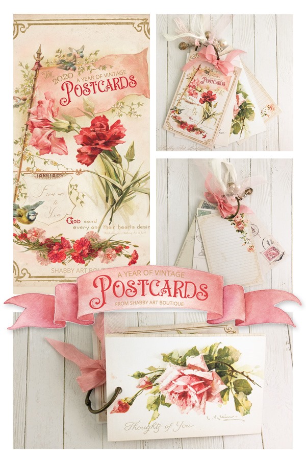 A Year Of Vintage Postcards February Printables Shabby Art Boutique