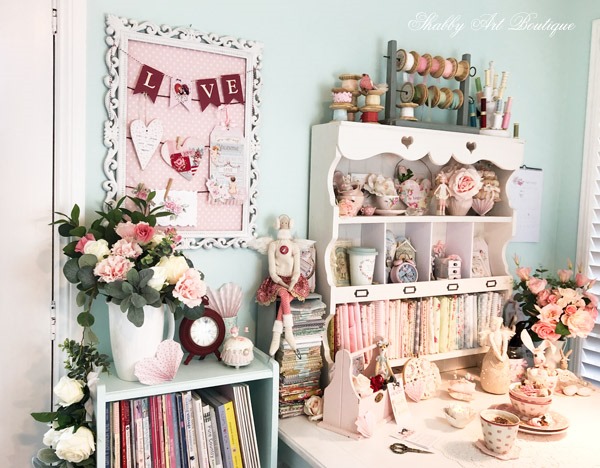 It's the season of love in the February craft room and it is filled with Valentines decor at Shabby Art Boutique