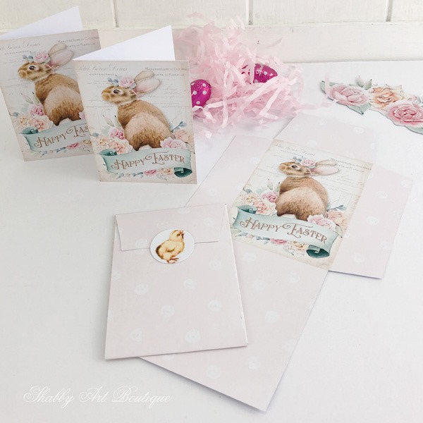 Printable Easter card and envelope from the Vintage Easter kit for the Handmade Club at Shabby Art Boutique