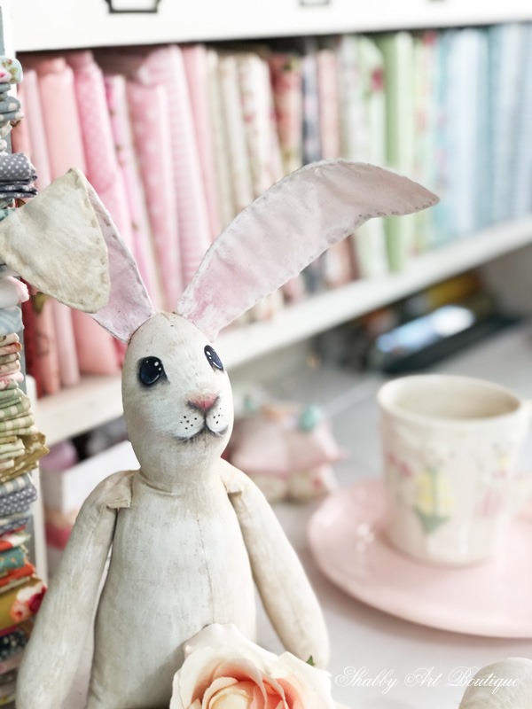 Hand painted bunnies for Easter in the Shabby Art Boutique craft room