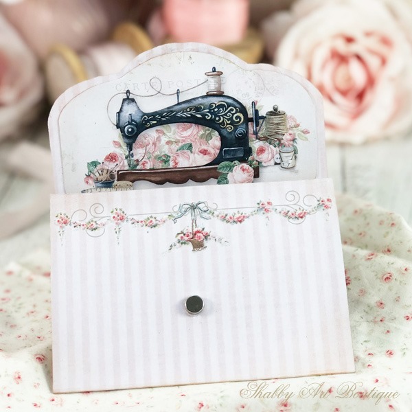 A cute little needle pouch made from a printable - April in the Handmade Club at Shabby Art Boutique