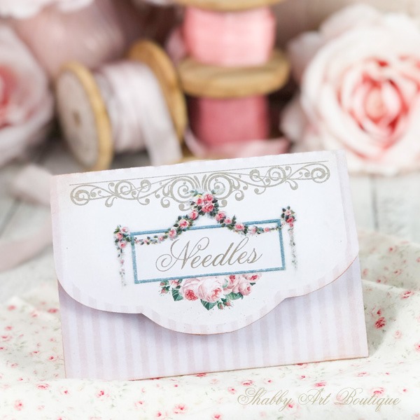 A quick and easy little needle pouch made from a printable - April in the Handmade Club at Shabby Art Boutique