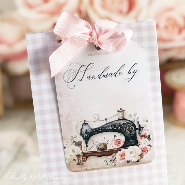 Close up of free printable Handmade tag from Shabby Art Boutique