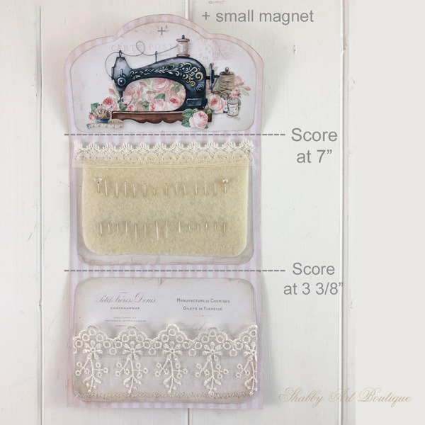 How to make this cute little needle pouch from a printable - April kit in the Handmade Club at Shabby Art Boutique