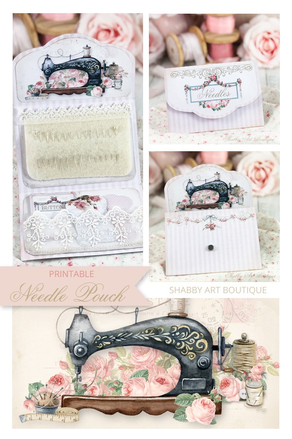 How to make this sweet little needle pouch from a printable - Shabby Art Boutique