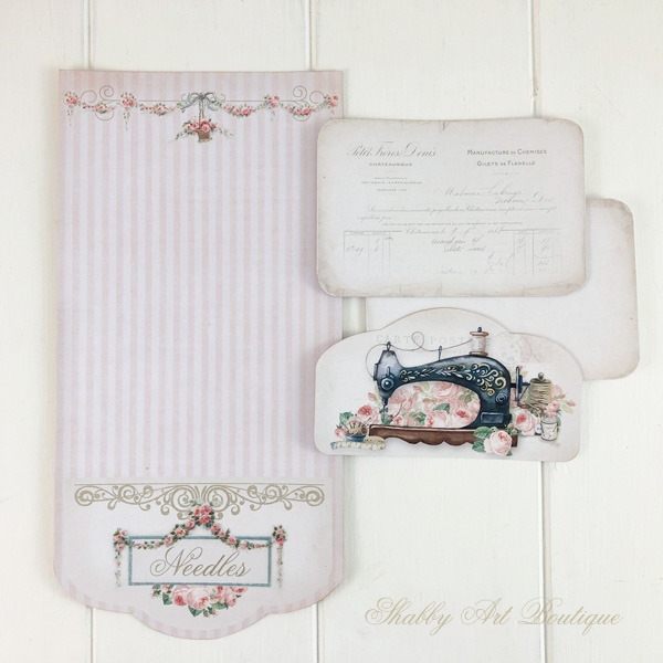 Use this pretty printable to create the sweetest little needle pouch - April kit the Handmade Club at Shabby Art Boutique
