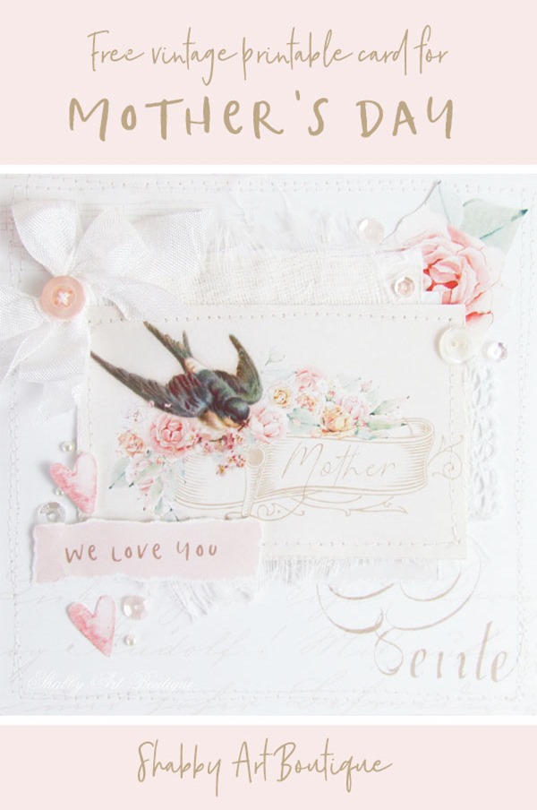 Vintage Mothers day card printable from Shabby Art Boutique
