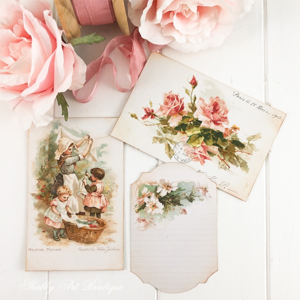 A Year of Vintage Postcards project - May free postcard printables from Shabby Art Boutique