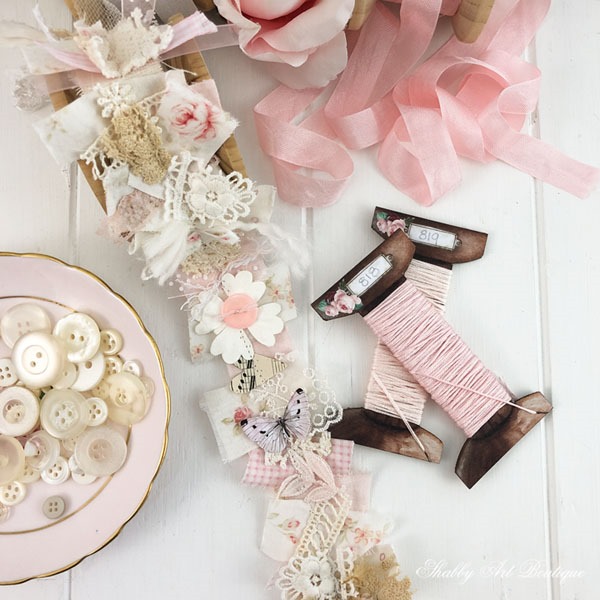 Tutorial on how to make this gorgeous shabby snippet roll by Shabby Art Boutique
