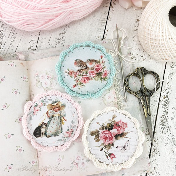 How to make Victorian Ornaments with a crochet border from Shabby Art Boutique copy