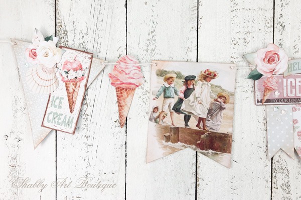 How to make this sweet vintage ice cream bunting printable project from Shabby Art Boutique - section 1