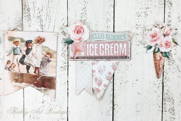 How to make this sweet vintage ice cream bunting printable project from Shabby Art Boutique - section 2