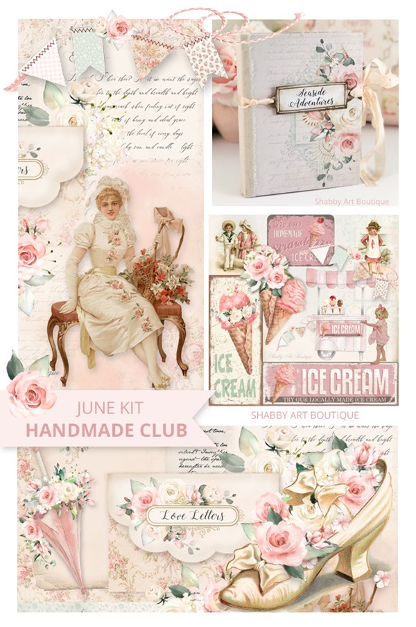 The June kit for the Handmade Club has a beautiful Victorian seaside theme - available for one month at Shabby Art Boutique