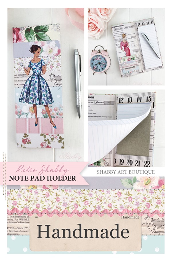 DIY retro shabby note pad holder tutorial from Shabby Art Boutique