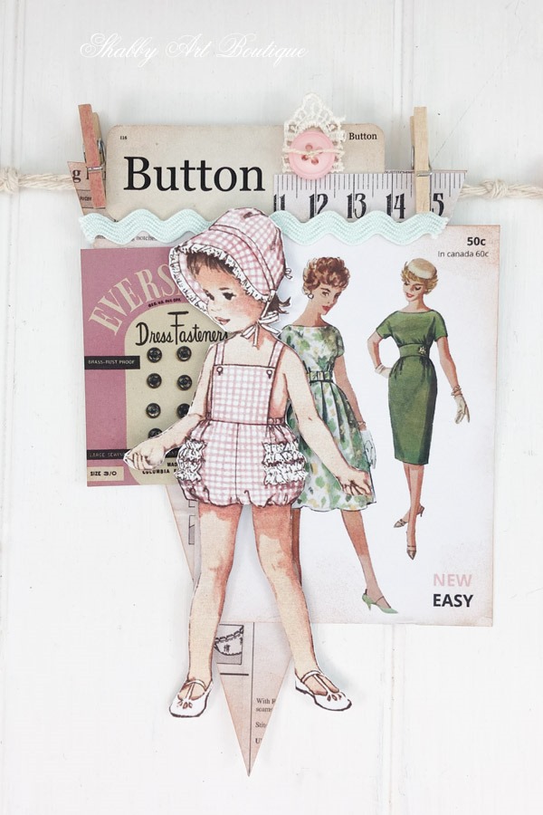 How to make a retro shabby banner using the July kit from the Handmade Club at Shabby Art Boutique - banner 2