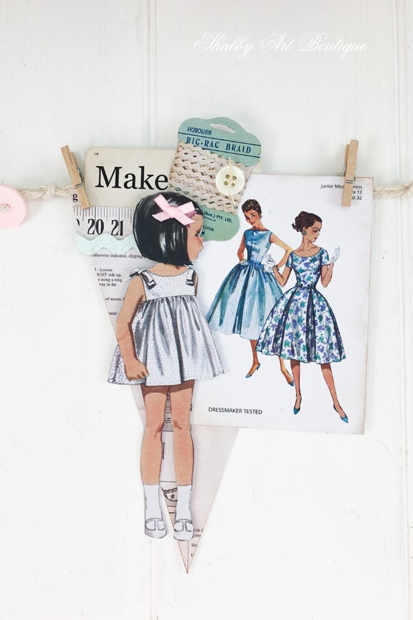 How to make a retro shabby banner using the July kit from the Handmade Club at Shabby Art Boutique - banner 4