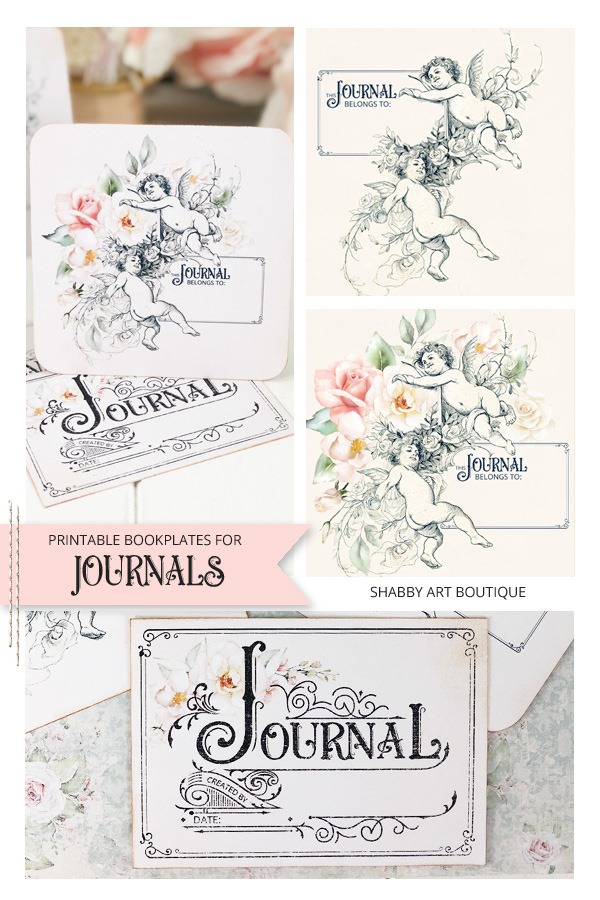 Printable vintage bookplates for journals - free download at Shabby Art Boutique